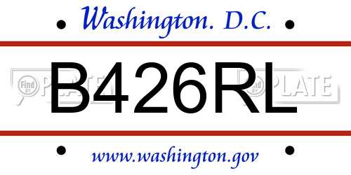 B426RL District Of Columbia License Plate
