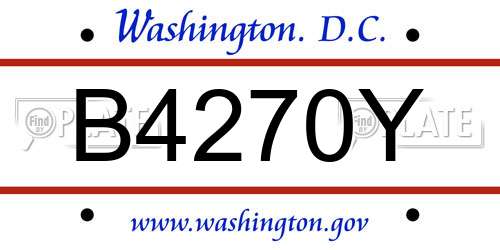 B4270Y District Of Columbia License Plate