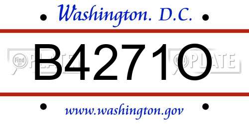 B4271O District Of Columbia License Plate