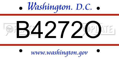 B4272O District Of Columbia License Plate