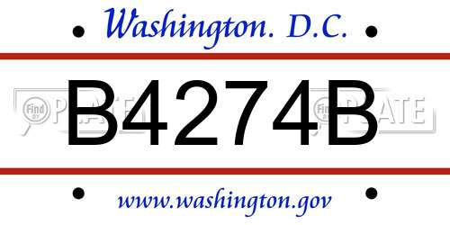 B4274B District Of Columbia License Plate