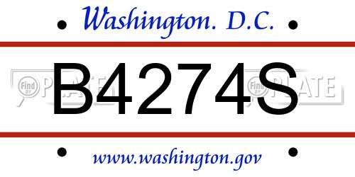 B4274S District Of Columbia License Plate