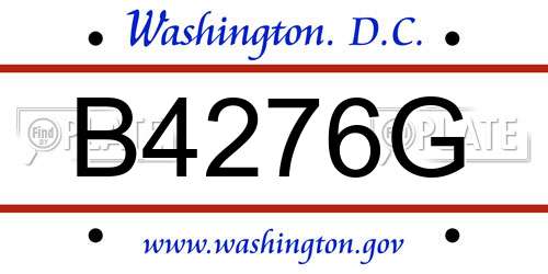 B4276G District Of Columbia License Plate