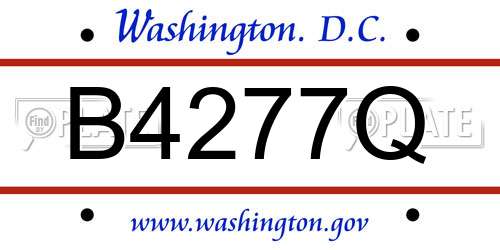 B4277Q District Of Columbia License Plate