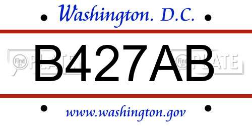 B427AB District Of Columbia License Plate