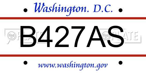 B427AS District Of Columbia License Plate