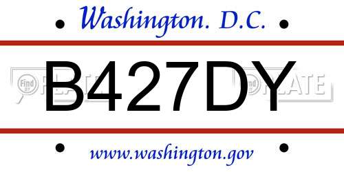 B427DY District Of Columbia License Plate