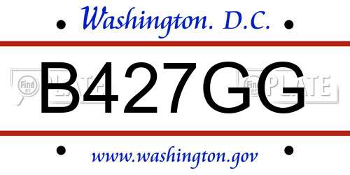 B427GG District Of Columbia License Plate