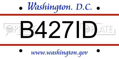 B427ID District Of Columbia License Plate