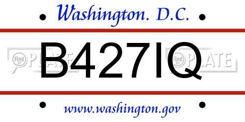 B427IQ District Of Columbia License Plate