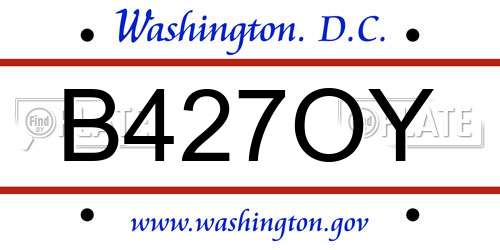 B427OY District Of Columbia License Plate