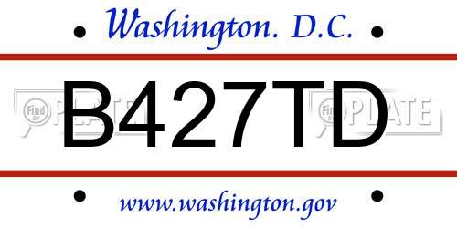 B427TD District Of Columbia License Plate