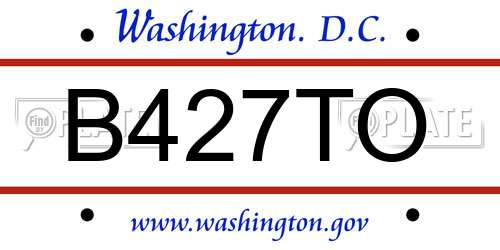B427TO District Of Columbia License Plate