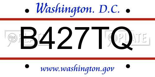 B427TQ District Of Columbia License Plate