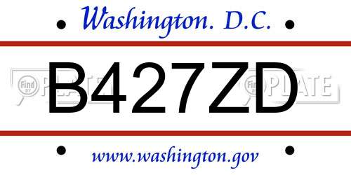 B427ZD District Of Columbia License Plate