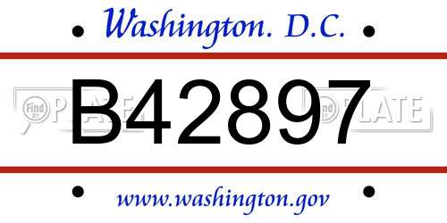 B42897 District Of Columbia License Plate