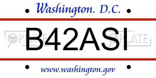 B42ASI District Of Columbia License Plate