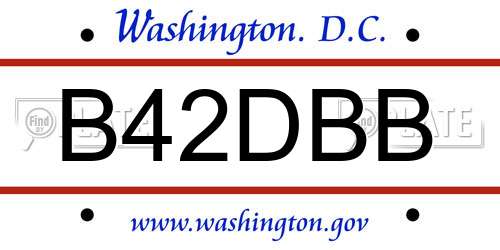B42DBB District Of Columbia License Plate
