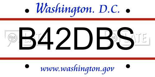 B42DBS District Of Columbia License Plate