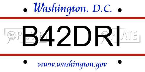 B42DRI District Of Columbia License Plate