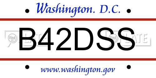 B42DSS District Of Columbia License Plate
