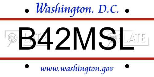 B42MSL District Of Columbia License Plate