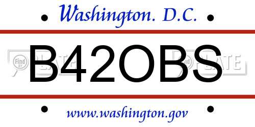 B42OBS District Of Columbia License Plate