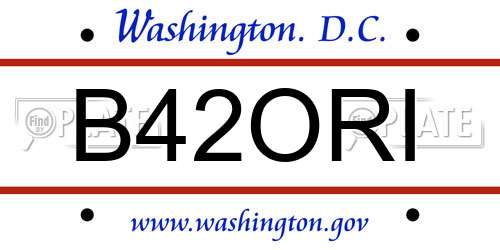 B42ORI District Of Columbia License Plate