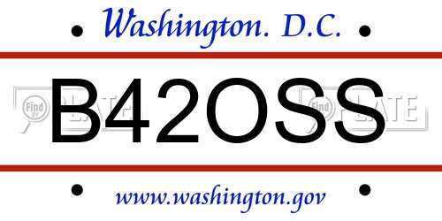 B42OSS District Of Columbia License Plate