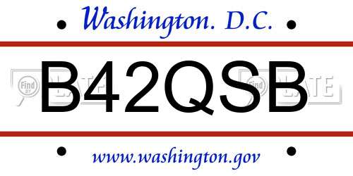 B42QSB District Of Columbia License Plate