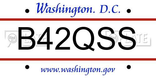 B42QSS District Of Columbia License Plate