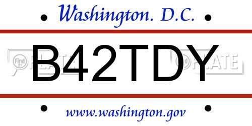 B42TDY District Of Columbia License Plate