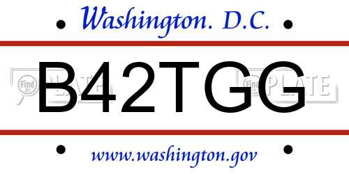 B42TGG District Of Columbia License Plate