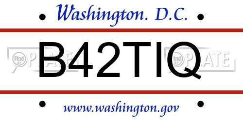 B42TIQ District Of Columbia License Plate
