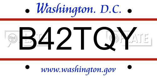 B42TQY District Of Columbia License Plate