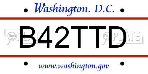 B42TTD District Of Columbia License Plate