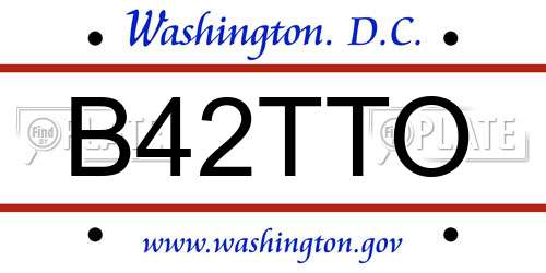 B42TTO District Of Columbia License Plate