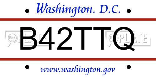 B42TTQ District Of Columbia License Plate