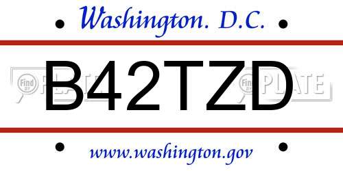B42TZD District Of Columbia License Plate