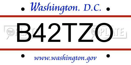 B42TZO District Of Columbia License Plate