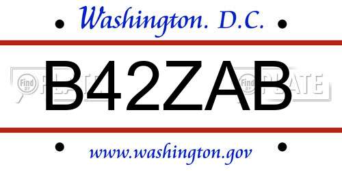 B42ZAB District Of Columbia License Plate