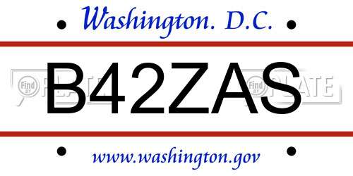 B42ZAS District Of Columbia License Plate