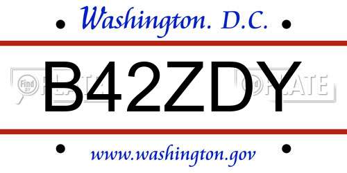 B42ZDY District Of Columbia License Plate