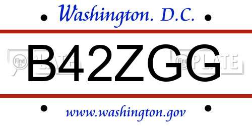 B42ZGG District Of Columbia License Plate