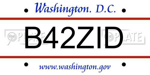 B42ZID District Of Columbia License Plate