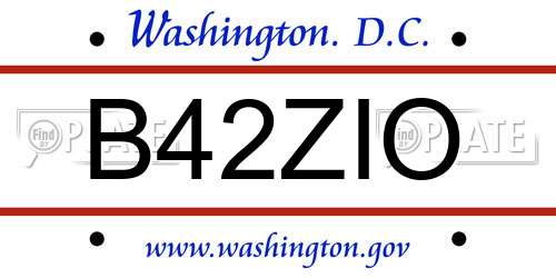 B42ZIO District Of Columbia License Plate