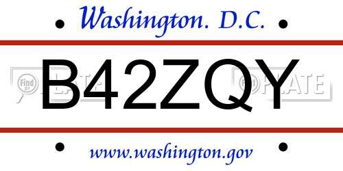 B42ZQY District Of Columbia License Plate