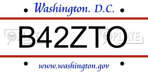 B42ZTO District Of Columbia License Plate