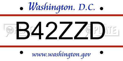 B42ZZD District Of Columbia License Plate