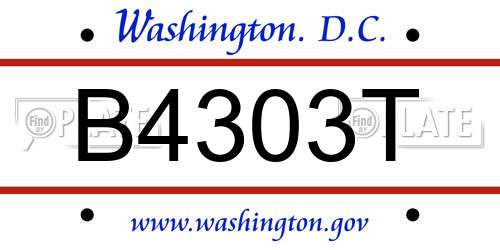 B4303T District Of Columbia License Plate